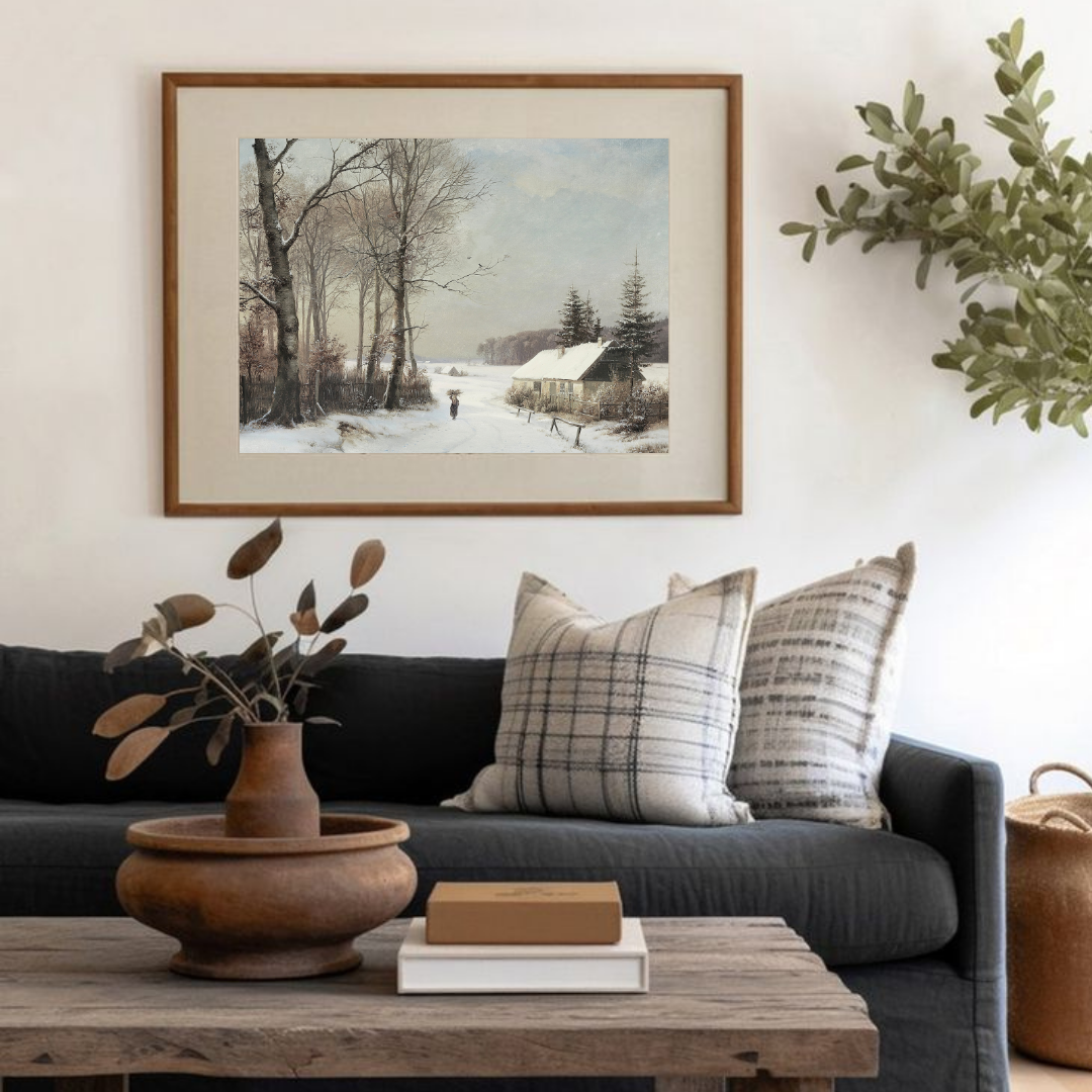 Vintage Winter Landscape Art Print | Printable Vintage Landscape Art
