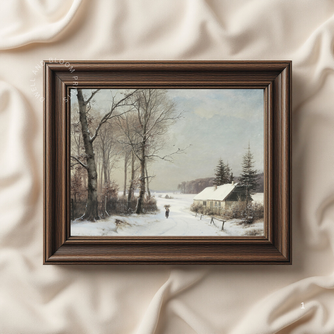 Vintage Winter Landscape Art Print | Printable Vintage Landscape Art