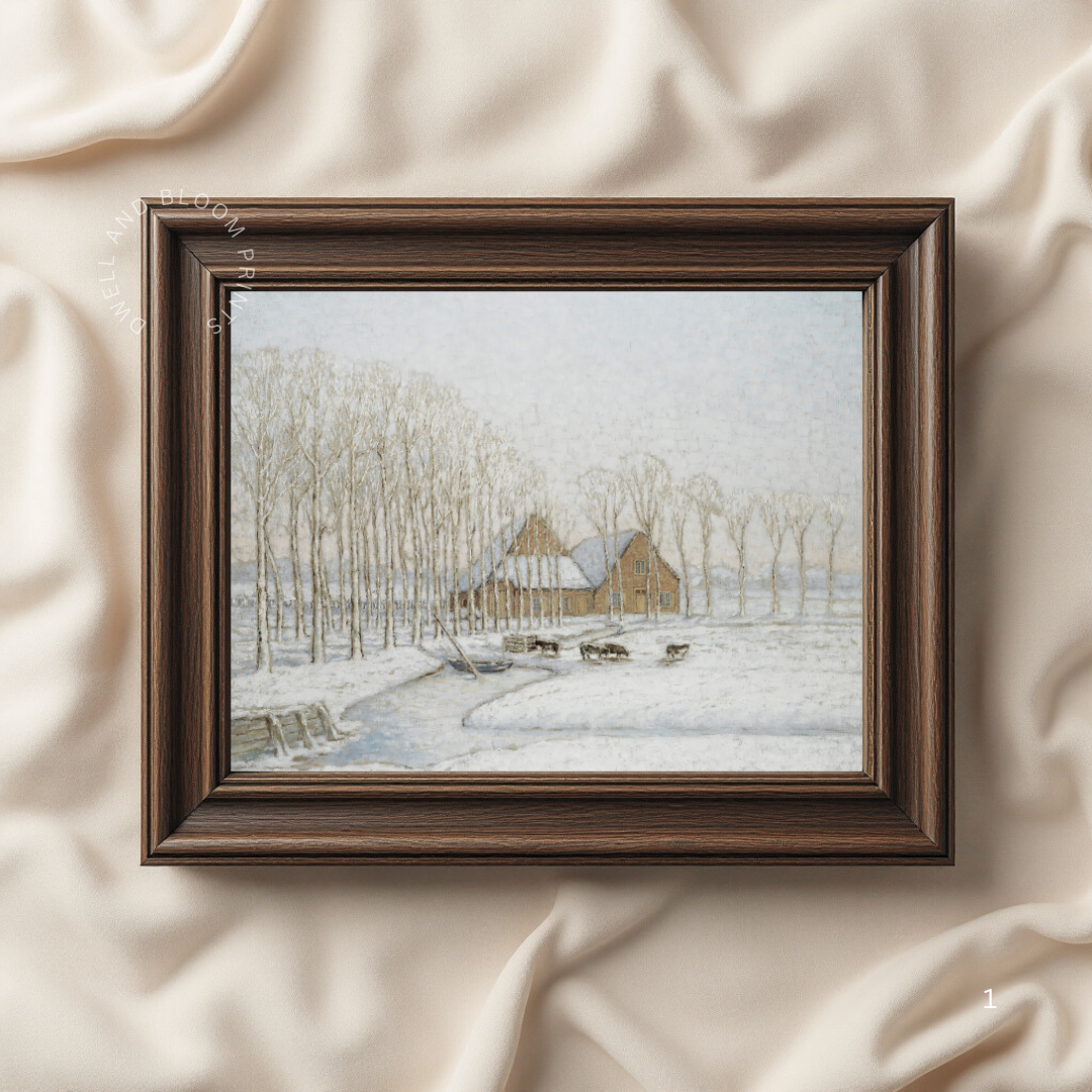 Vintage Winter Landscape Art Print | Printable Vintage Landscape Art