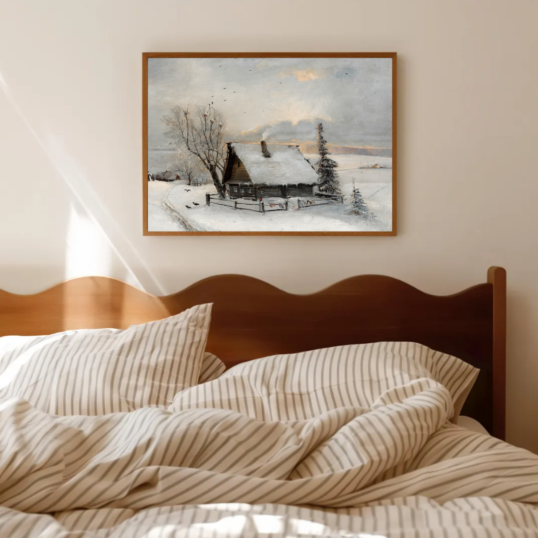 Winter Landscape Oil Painting | Vintage Print Muted Countryside Printable