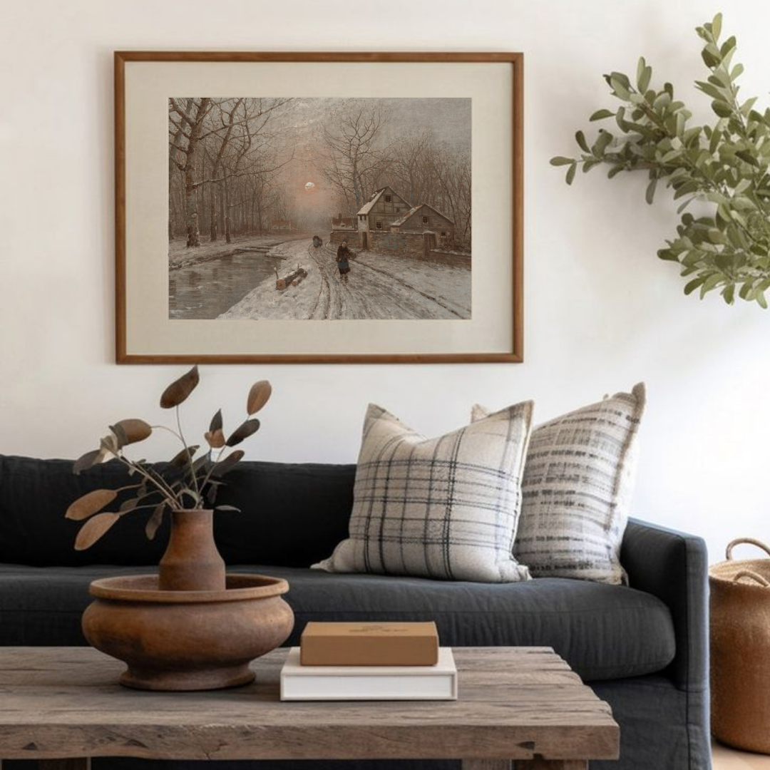 Antique Winter Painting | Vintage Winter Landscape Art Printable