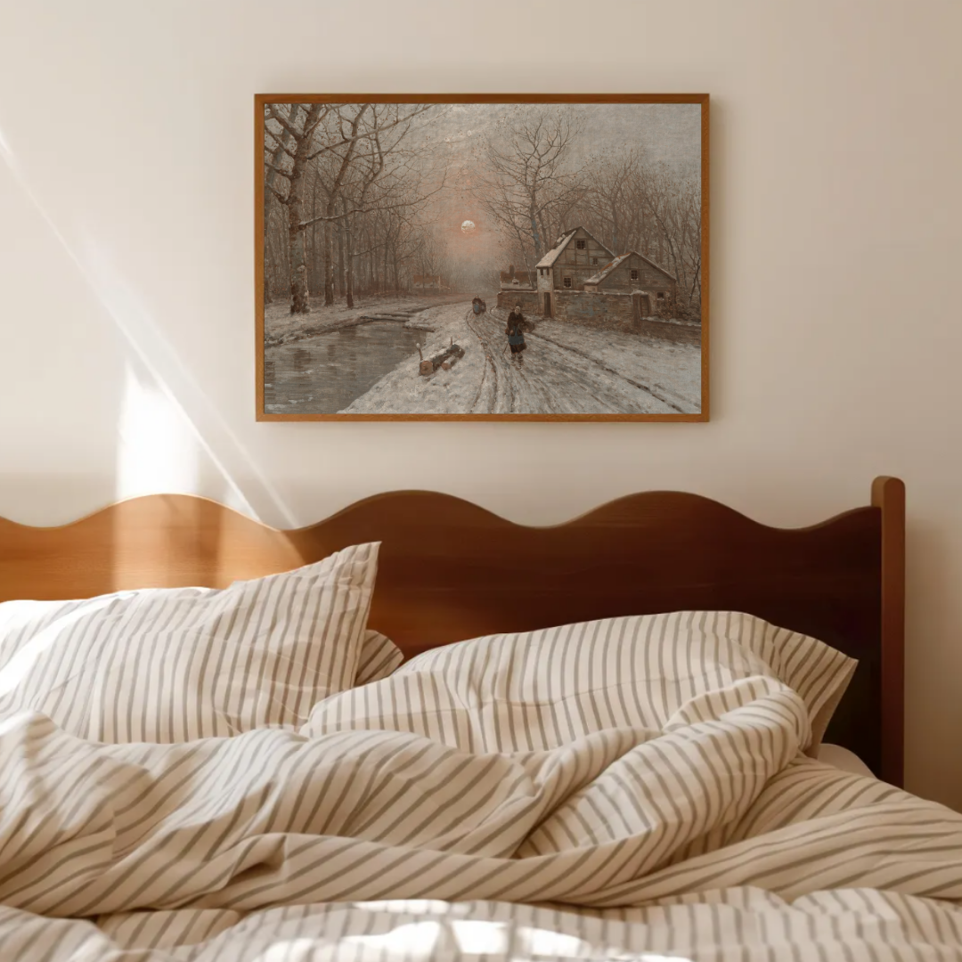 Antique Winter Painting | Vintage Winter Landscape Art Printable