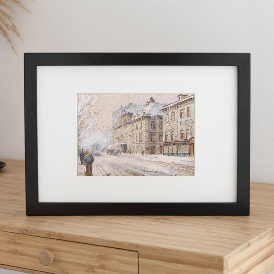Vintage Winter Cityscape Wall Art | Printable Vintage Cityscape Oil Painting