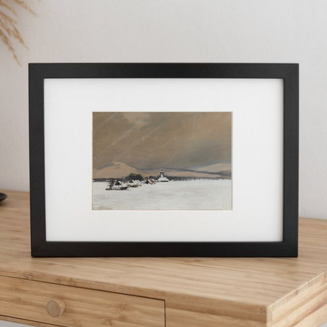 Vintage Neutral Landscape Art | Winter Vintage Landscape Painting