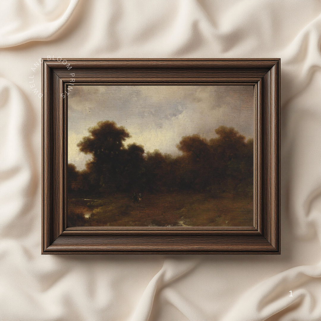 Dark Moody Vintage Landscape Painting | Printable Moody Vintage Art 