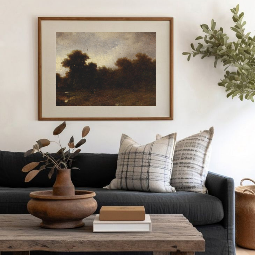 Dark Moody Vintage Landscape Painting | Printable Moody Vintage Art 