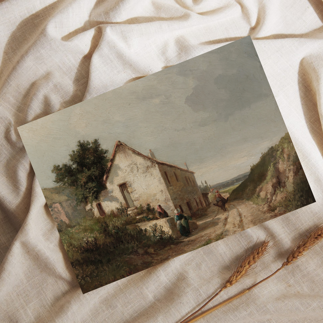 Vintage Countryside Landscape Art Print | Vintage Summer Landscape Oil Painting