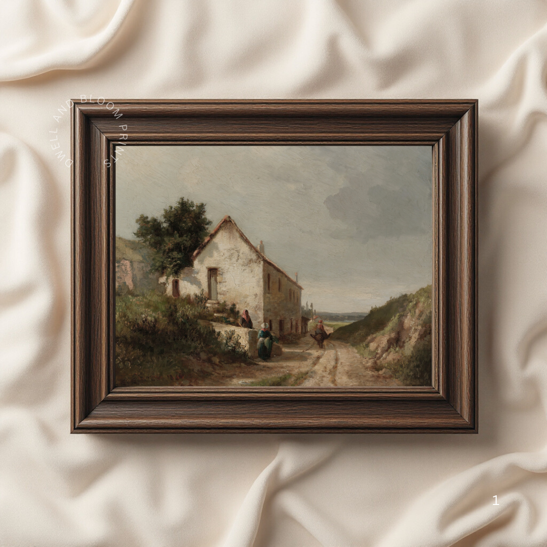 Vintage Countryside Landscape Art Print | Vintage Summer Landscape Oil Painting