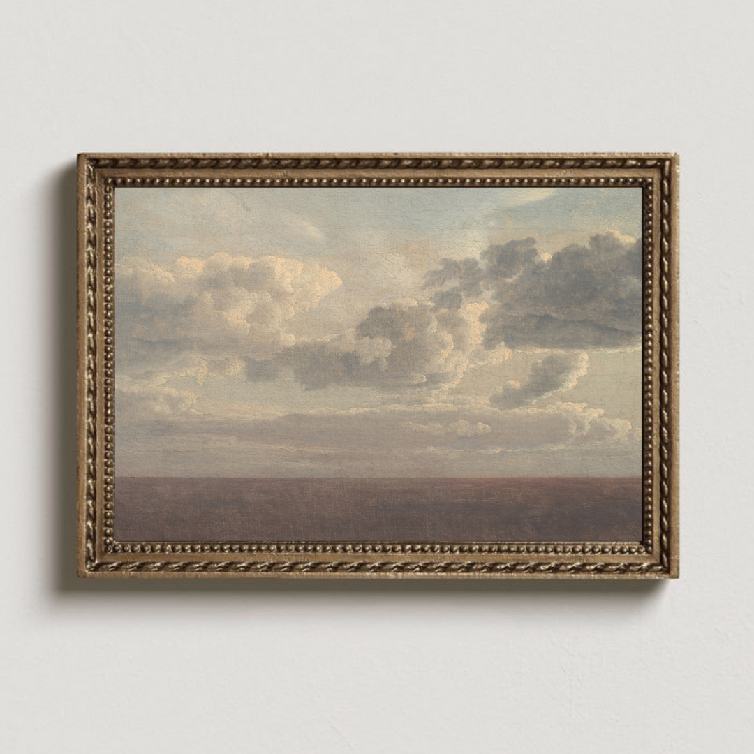 Vintage Muted Landscape Art Print | Neutral Landscape Oil Painting
