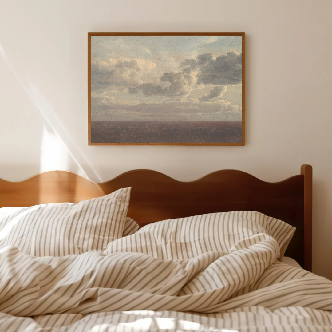 Vintage Muted Landscape Art Print | Neutral Landscape Oil Painting