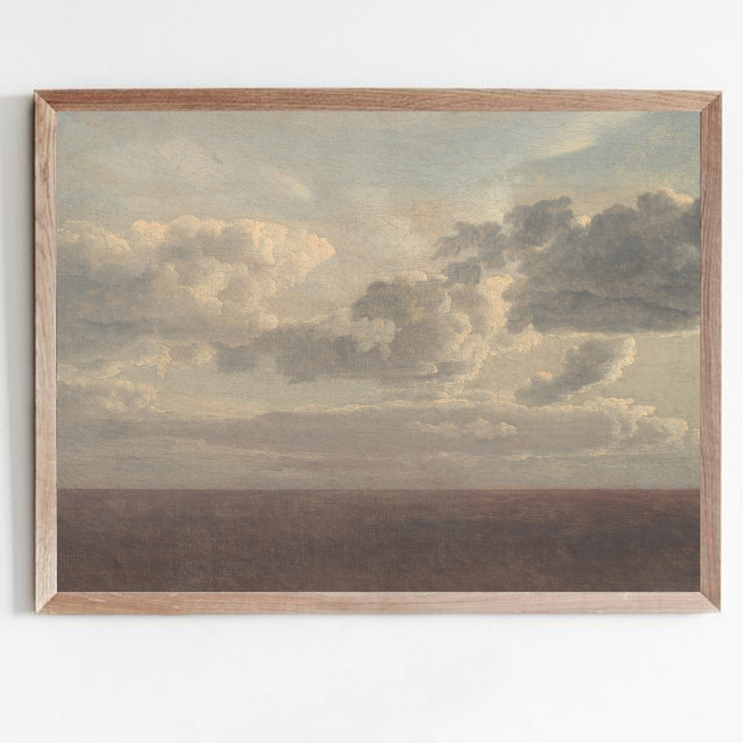 Vintage Muted Landscape Art Print | Neutral Landscape Oil Painting