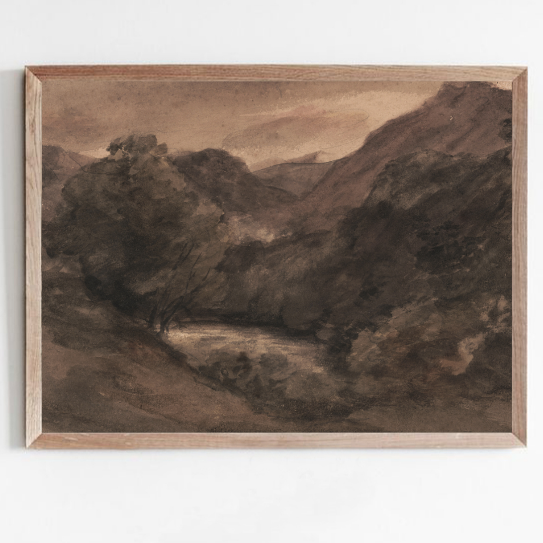 Vintage Moody Mountain Painting | Moody Vintage Landscape Art