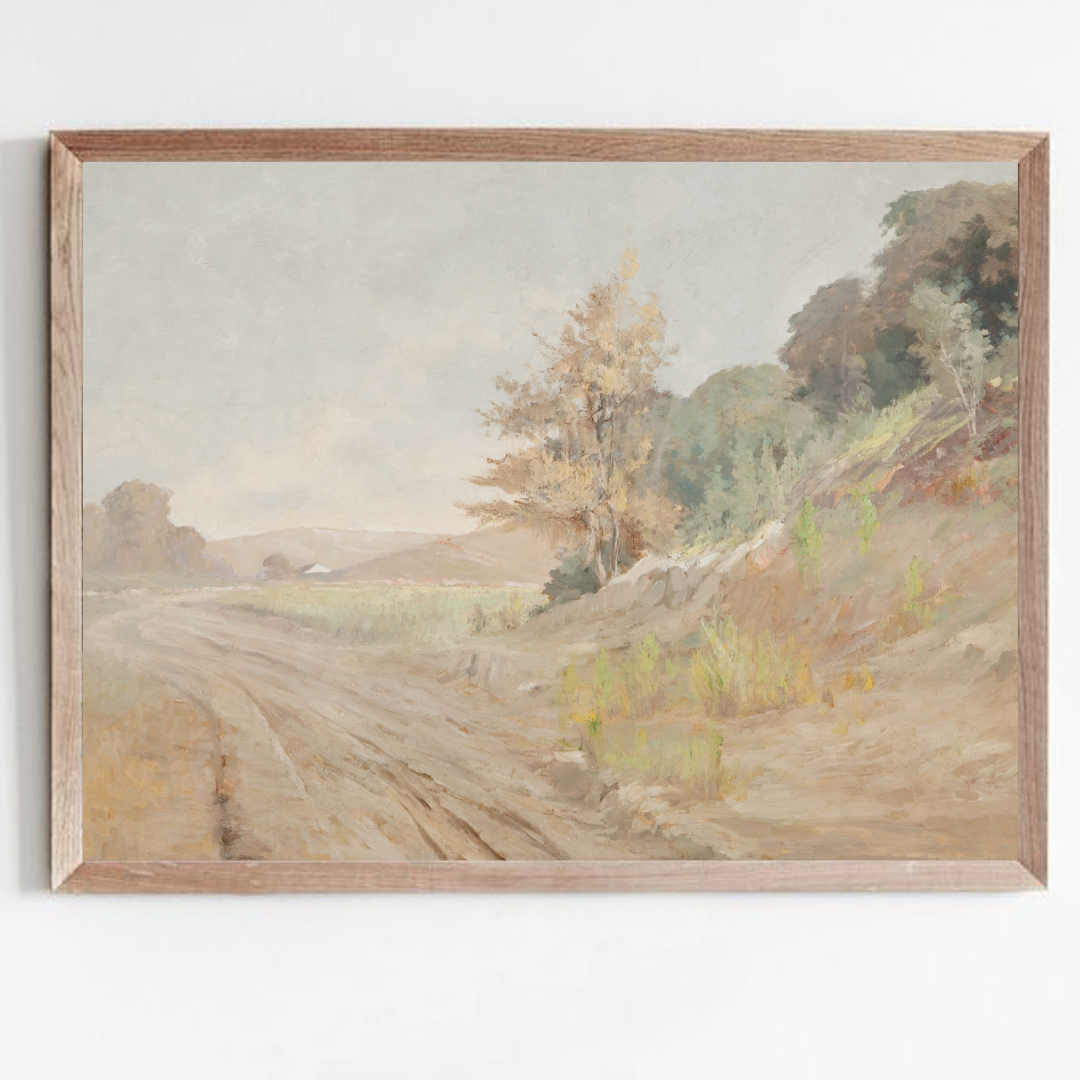 Vintage Muted Landscape Art Print | Vintage Landscape Painting