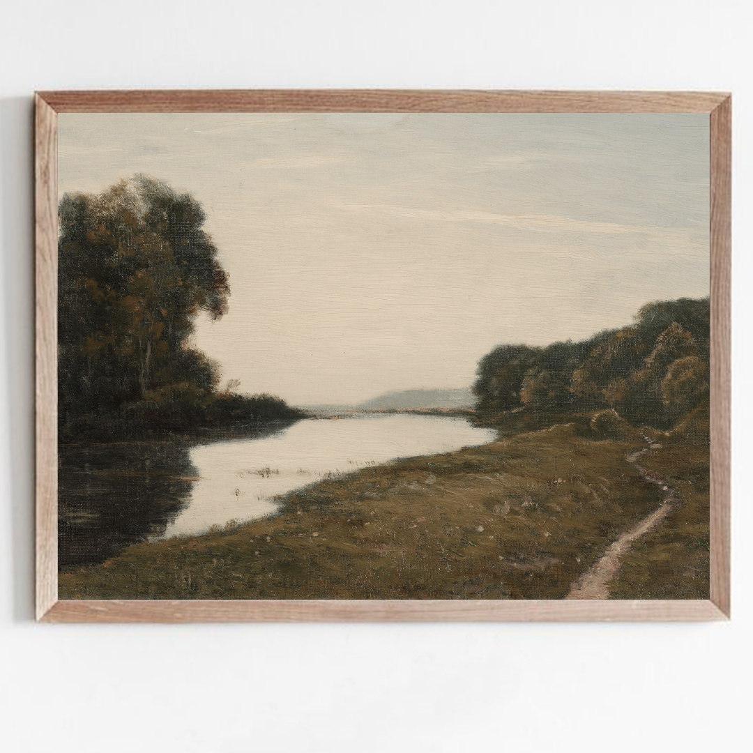Moody Landscape Art Print | Dark Vintage Scenery Painting