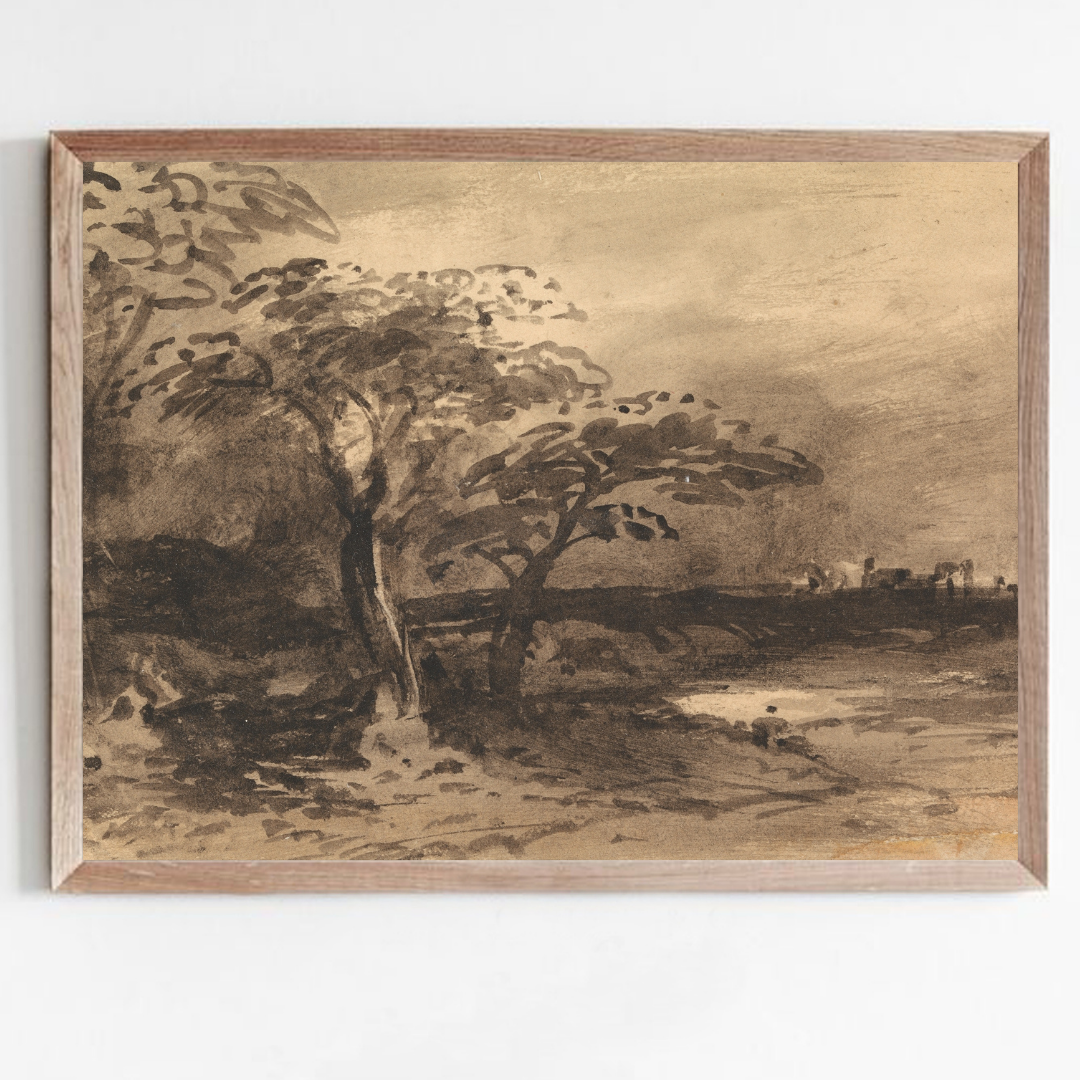 Vintage Moody Landscape Art Print | Moody Landscape Painting