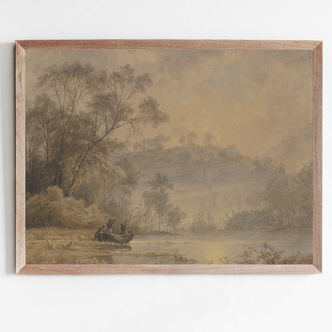 Vintage Muted Landscape Painting | Antique Landscape Art Print