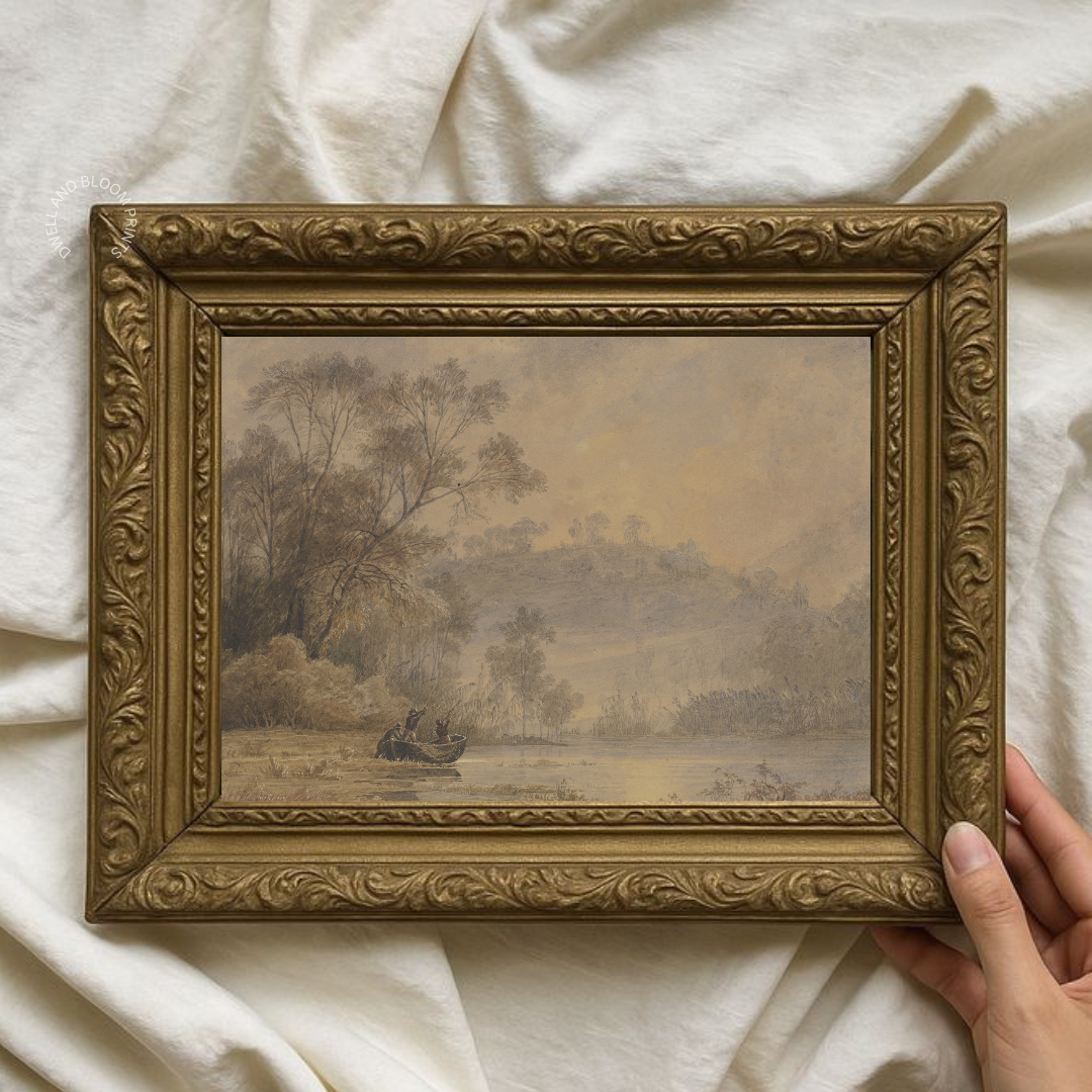 Vintage Muted Landscape Painting | Antique Landscape Art Print