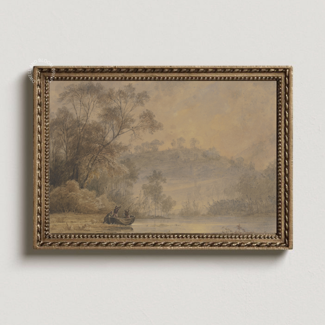 Vintage Muted Landscape Painting | Antique Landscape Art Print