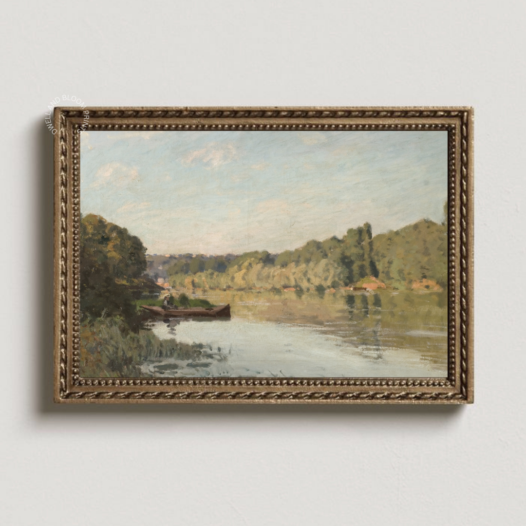 Vintage River Landscape Art Print | Vintage Summer Landscape Painting