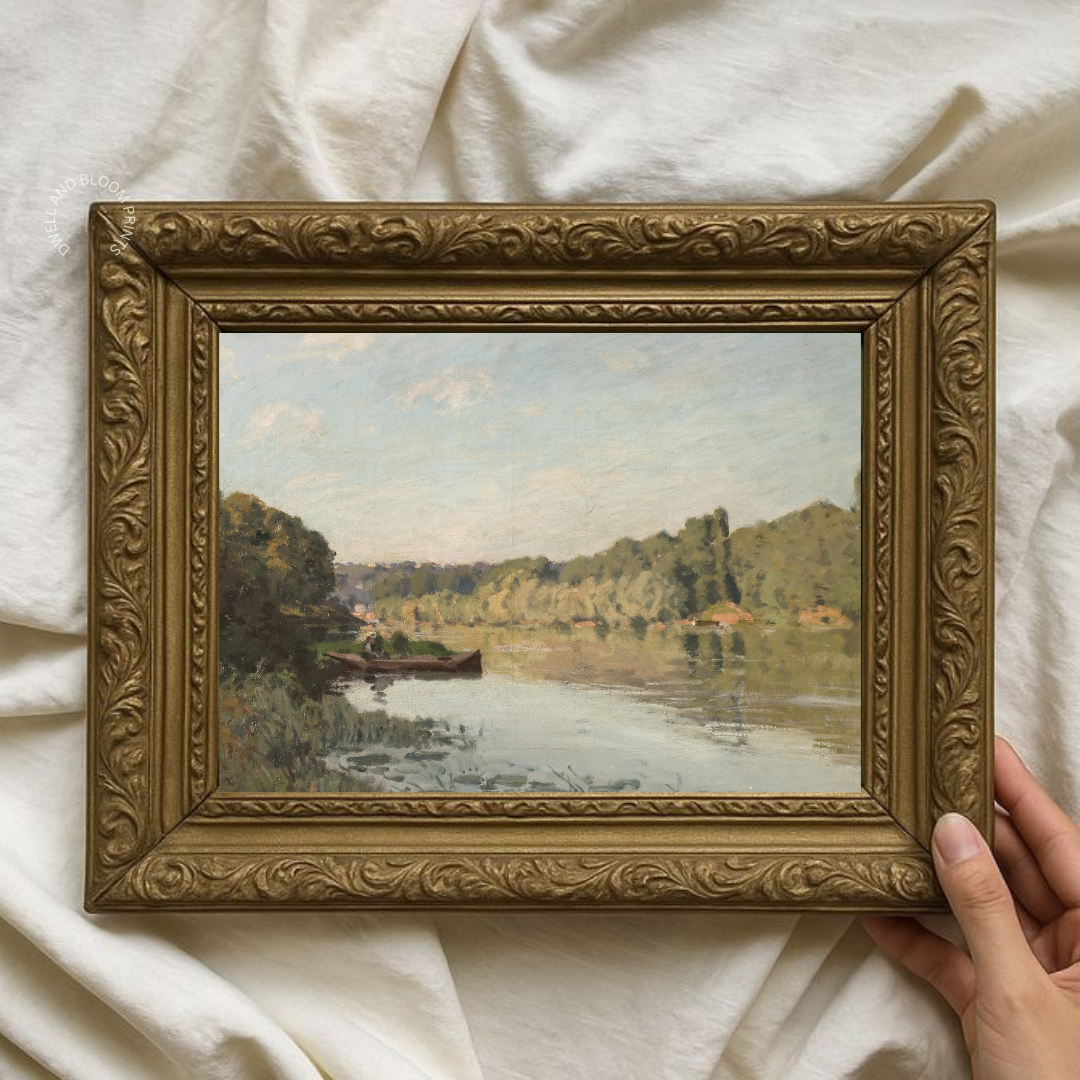 Vintage River Landscape Art Print | Vintage Summer Landscape Painting
