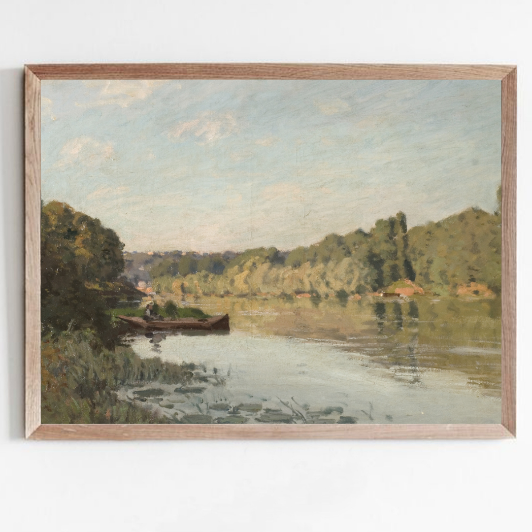 Vintage River Landscape Art Print | Vintage Summer Landscape Painting