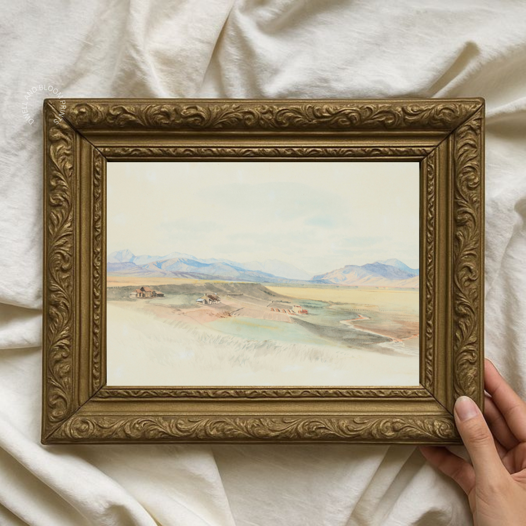 Vintage Watercolor Landscape Painting | Vintage Landscape Wall Art