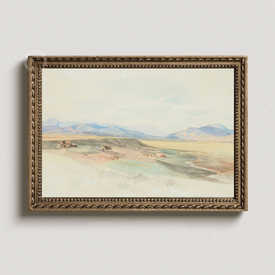 Vintage Watercolor Landscape Painting | Vintage Landscape Wall Art