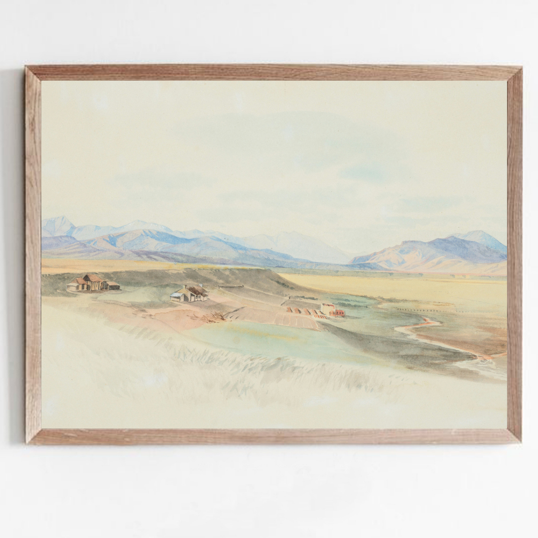 Vintage Watercolor Landscape Painting | Vintage Landscape Wall Art