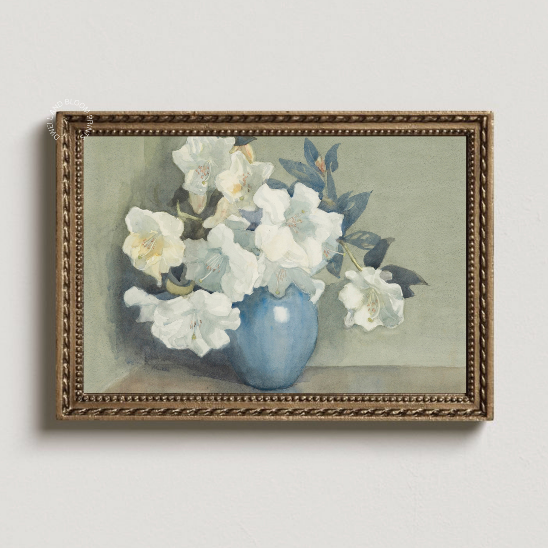 Vintage Floral Wall Art | Antique Flower Oil Painting