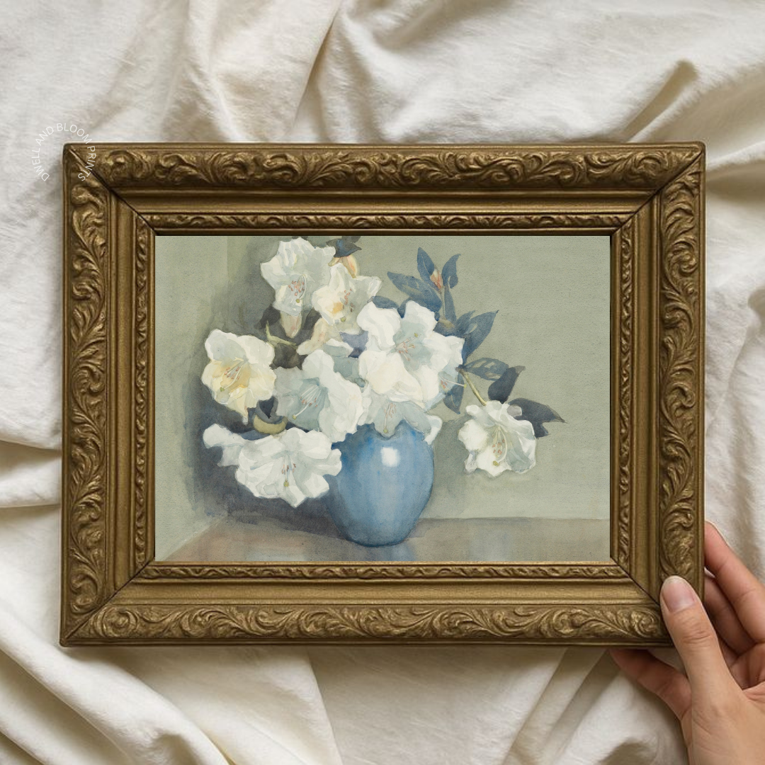 Vintage Floral Wall Art | Antique Flower Oil Painting