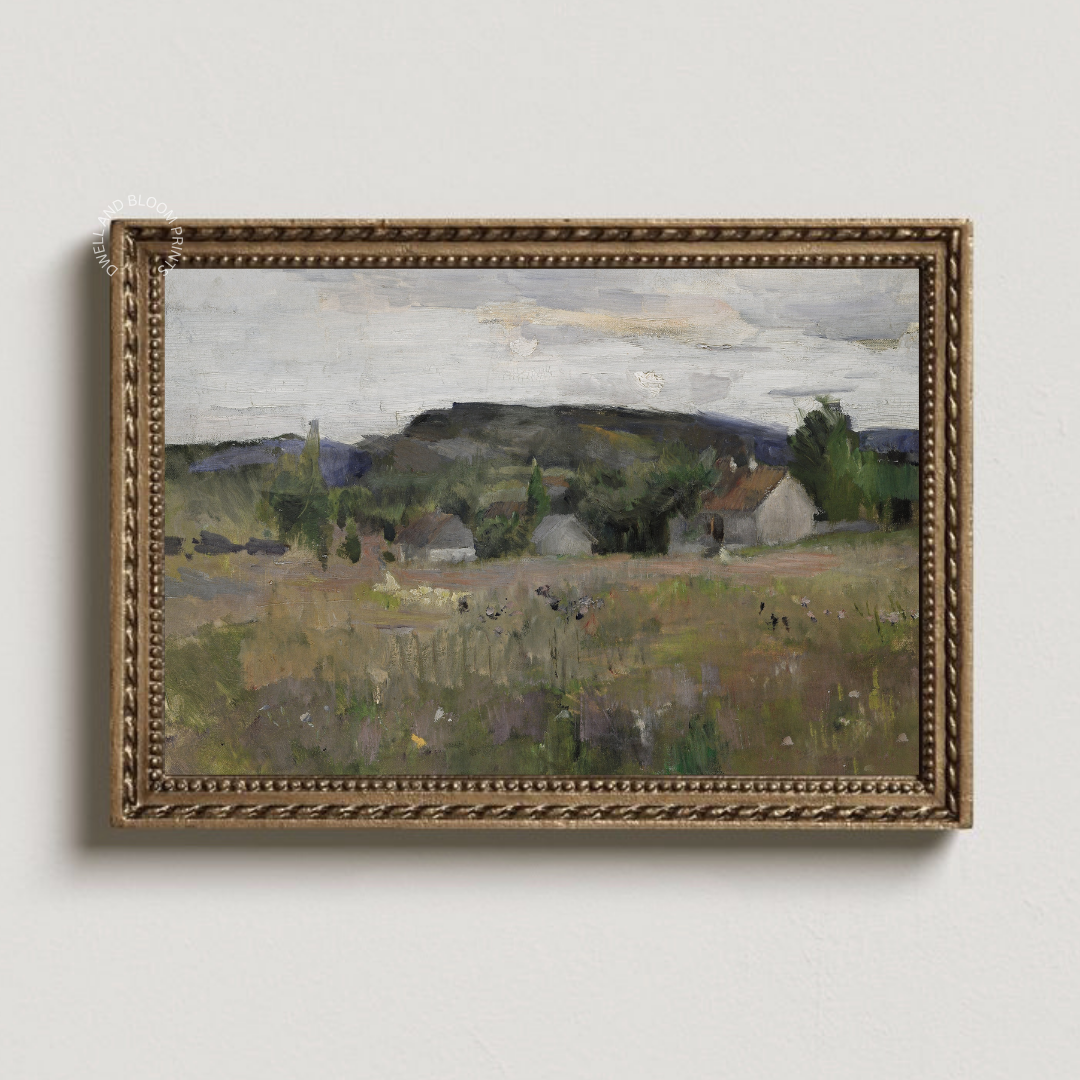 Vintage Cottage Painting | Summer Country Landscape Art Print
