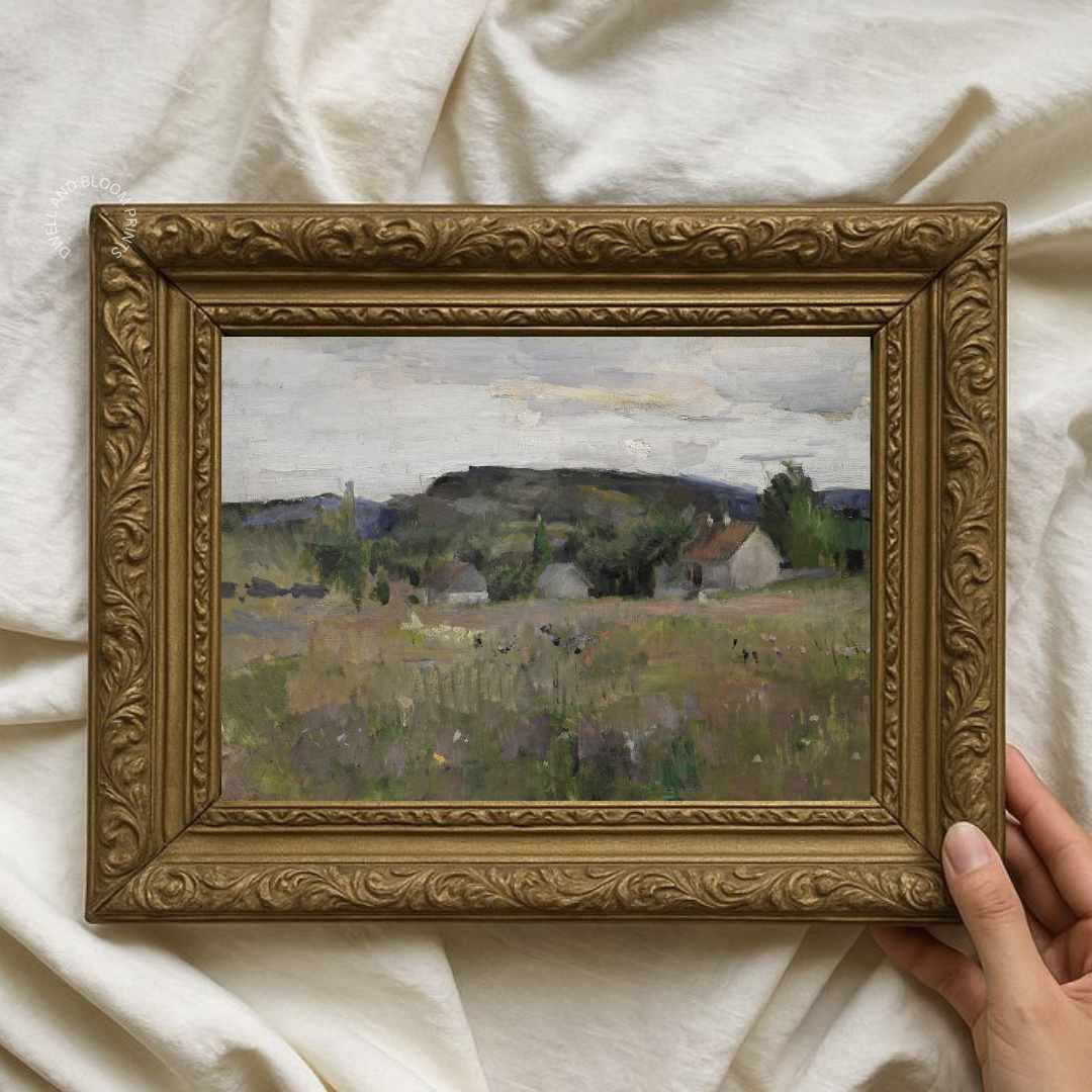 Vintage Cottage Painting | Summer Country Landscape Art Print