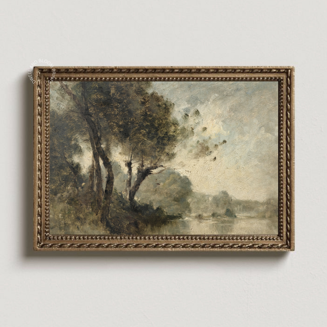 Vintage Moody Landscape Painting | Vintage Landscape Art Print