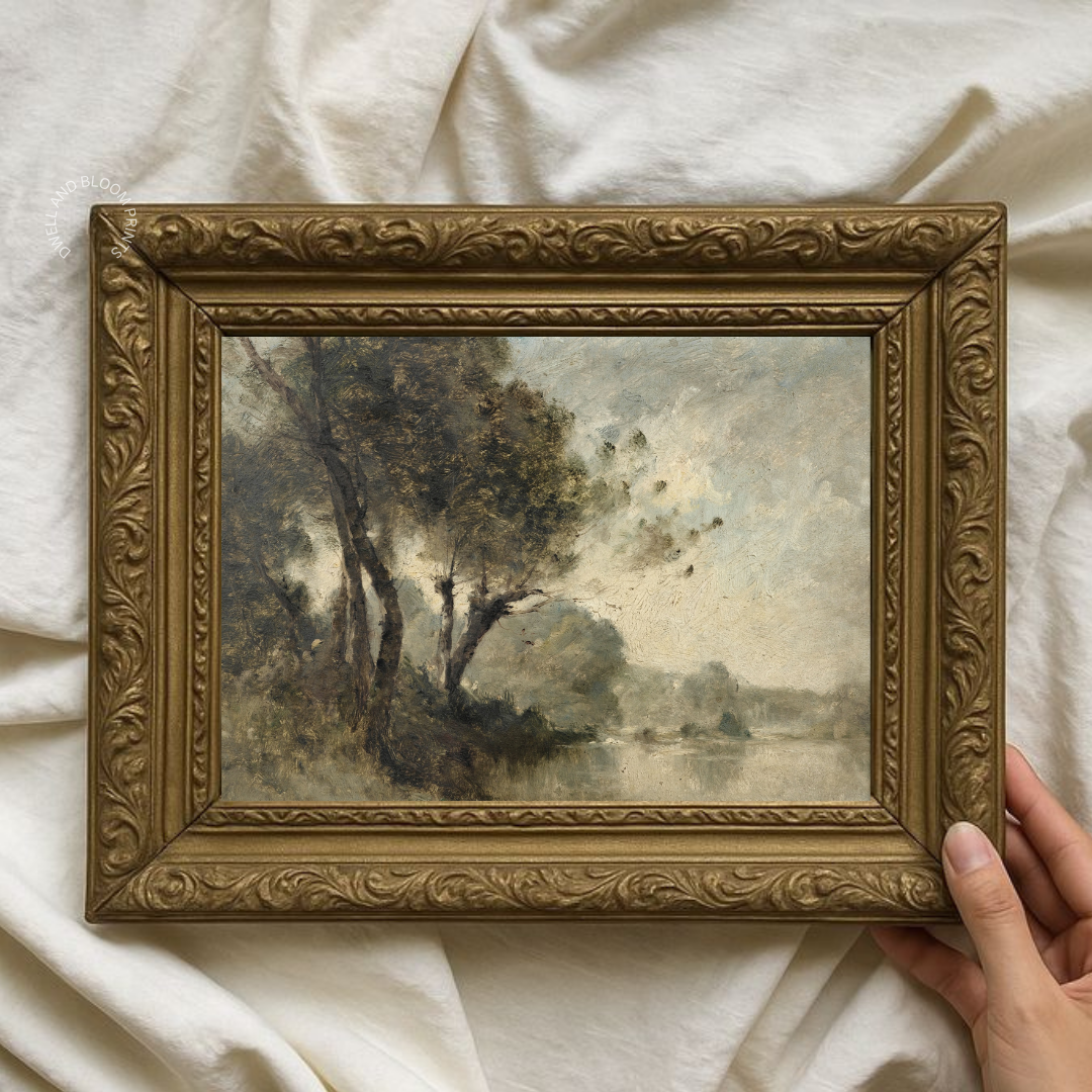 Vintage Moody Landscape Painting | Vintage Landscape Art Print