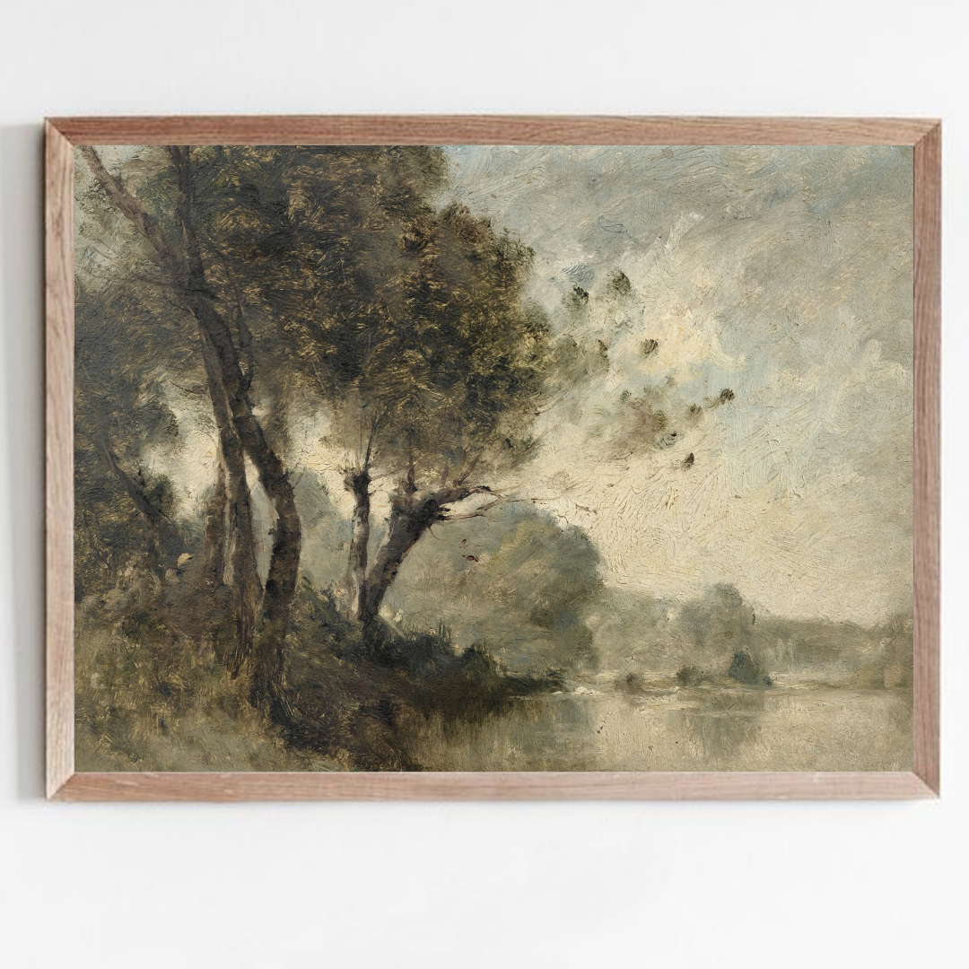 Vintage Moody Landscape Painting | Vintage Landscape Art Print
