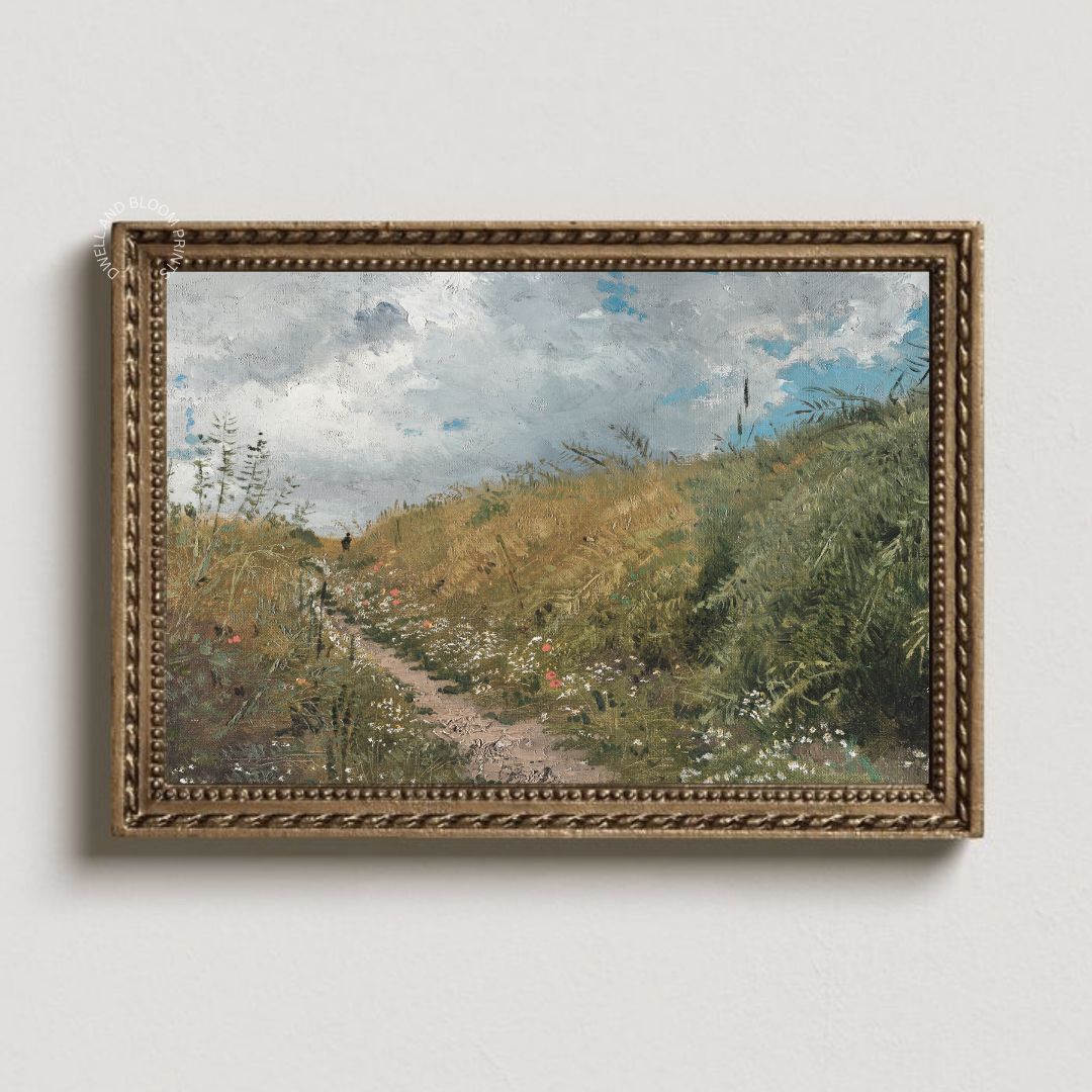 Vintage Country Summer Landscape Painting | Vintage Summer Landscape Art Print