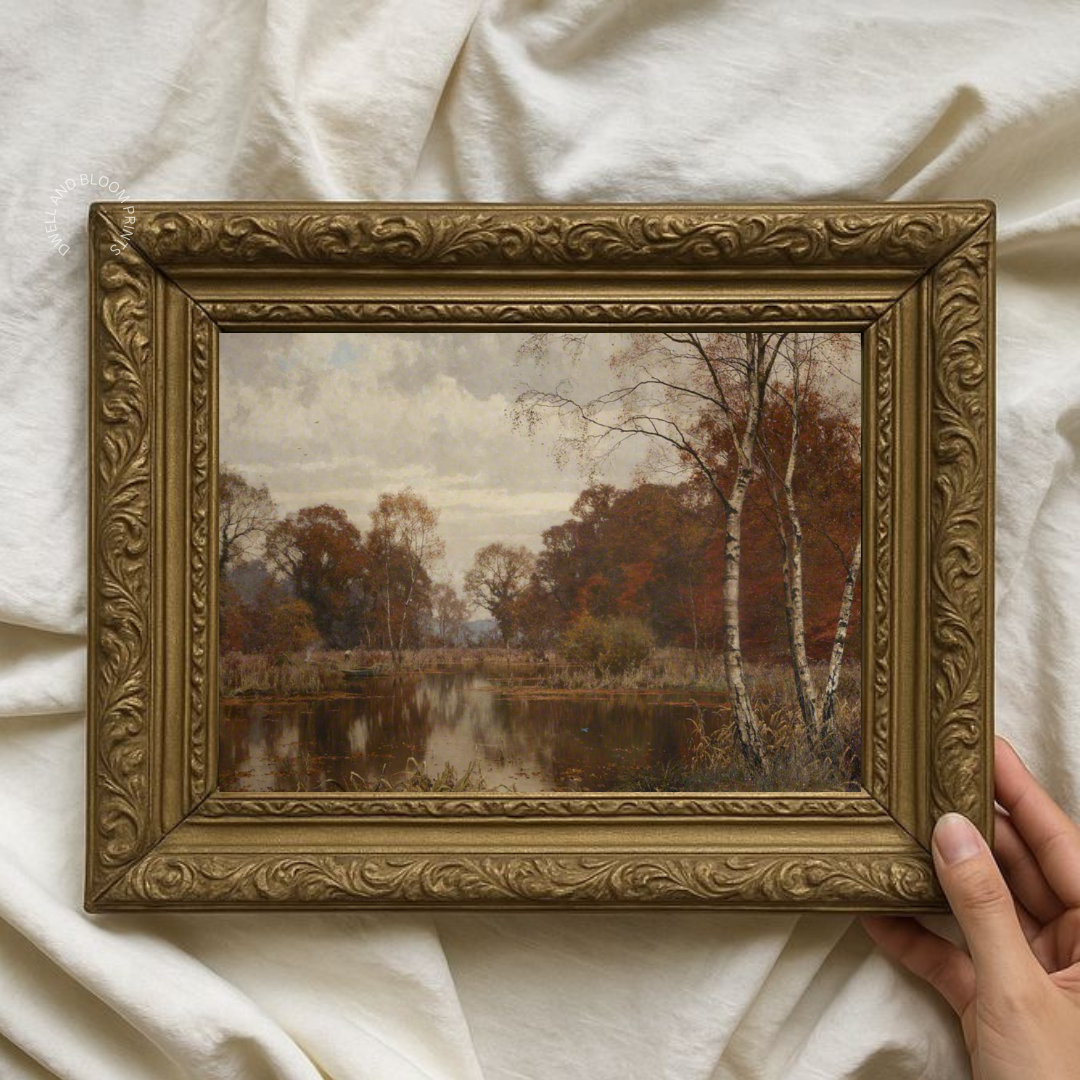 Vintage Autumn Landscape Painting | Vintage Fall Landscape Wall Art