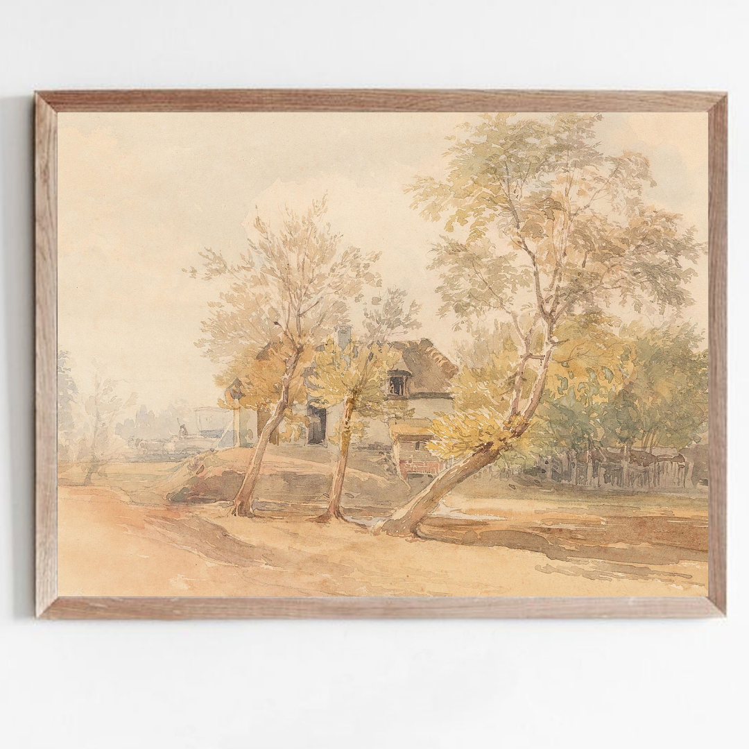 Vintage Fall Landscape Painting | Antique Autumn Landscape Art Print