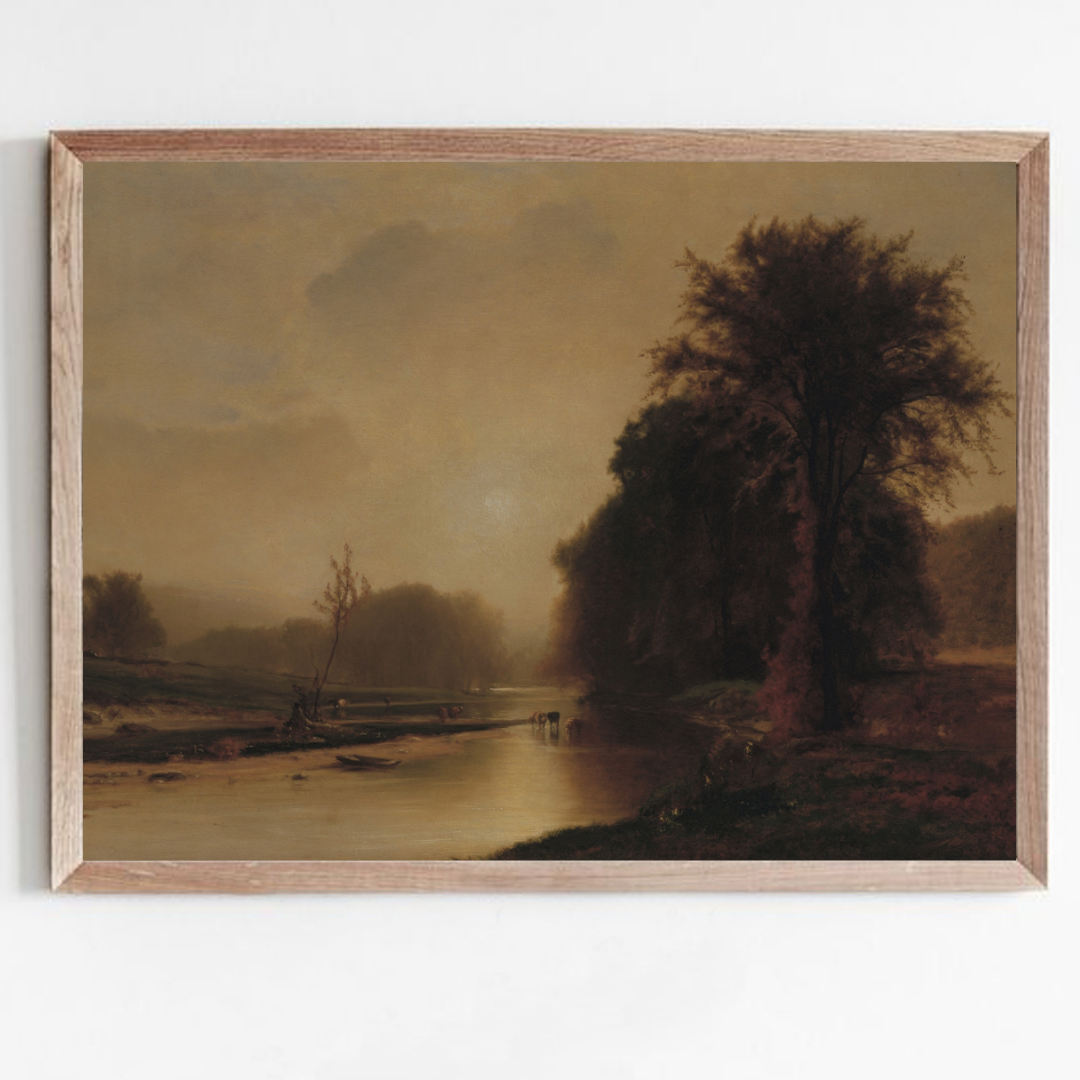 Moody Vintage Fall Landscape Art Print | Autumn Landscape Art