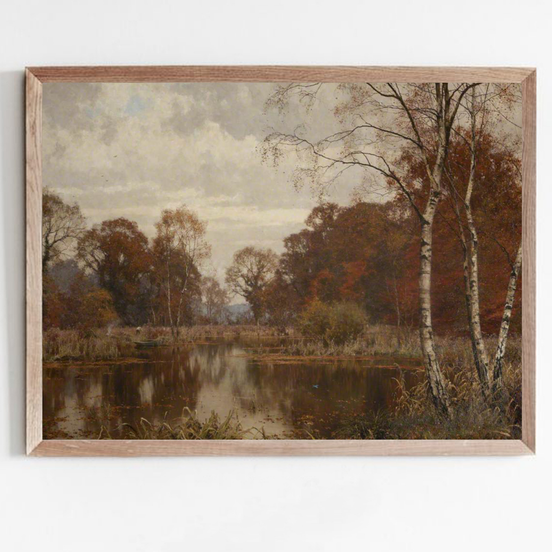 Vintage Autumn Landscape Painting | Vintage Fall Landscape Wall Art