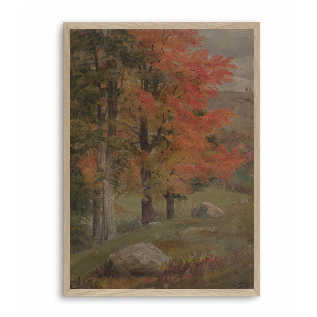 Vintage Autumn Landscape Print | Rustic Fall Farmhouse Wall Art