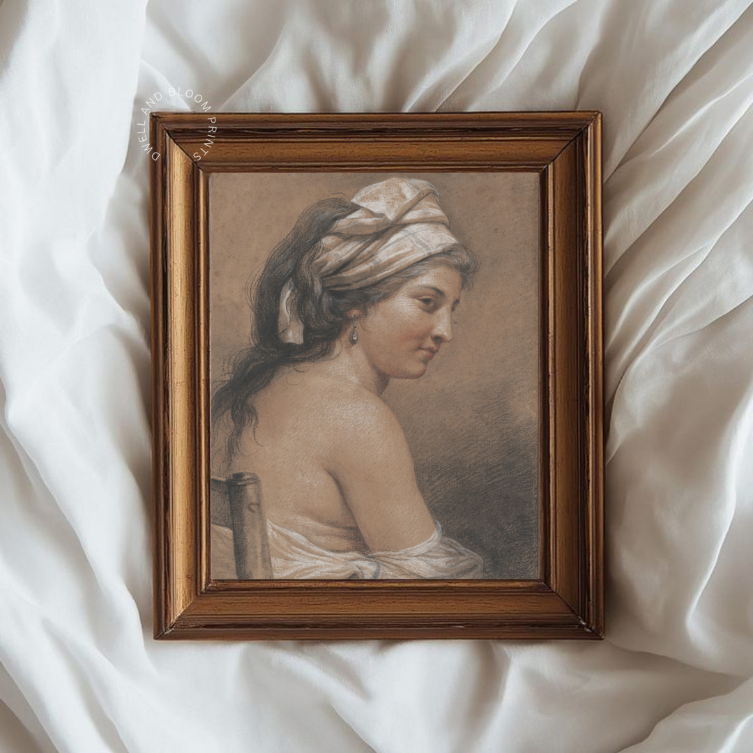 Antique Female Portrait Print | Vintage Farmhouse Wall Art