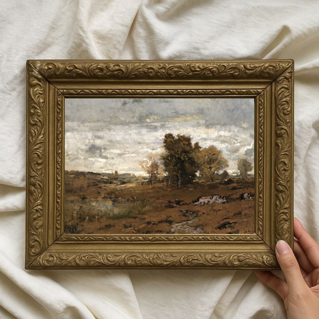 Vintage Country Landscape Wall Art | Vintage Autumn Landscape Painting