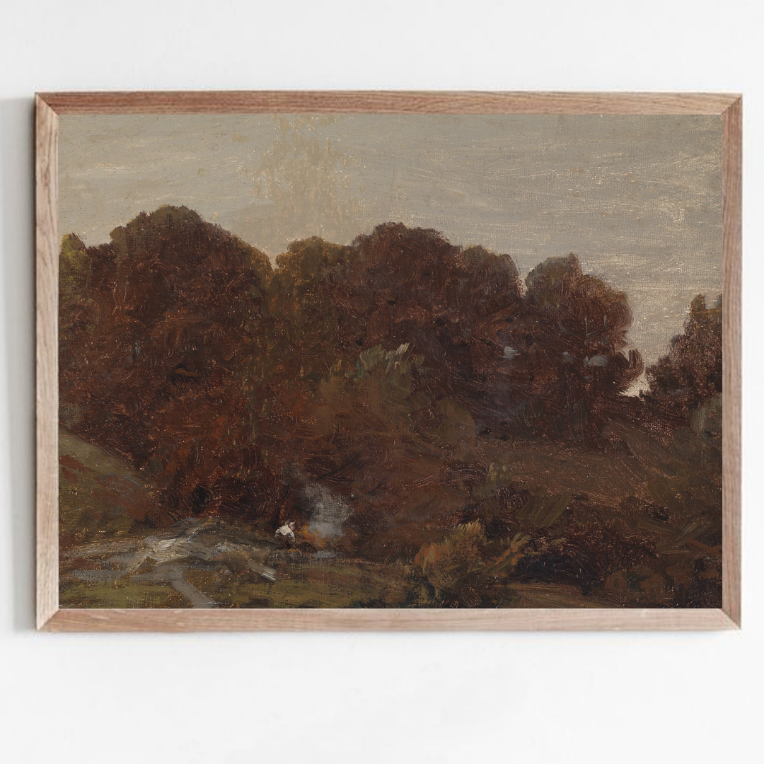Vintage Moody Landscape Art Print | Moody Autumn Country Landscape Painting