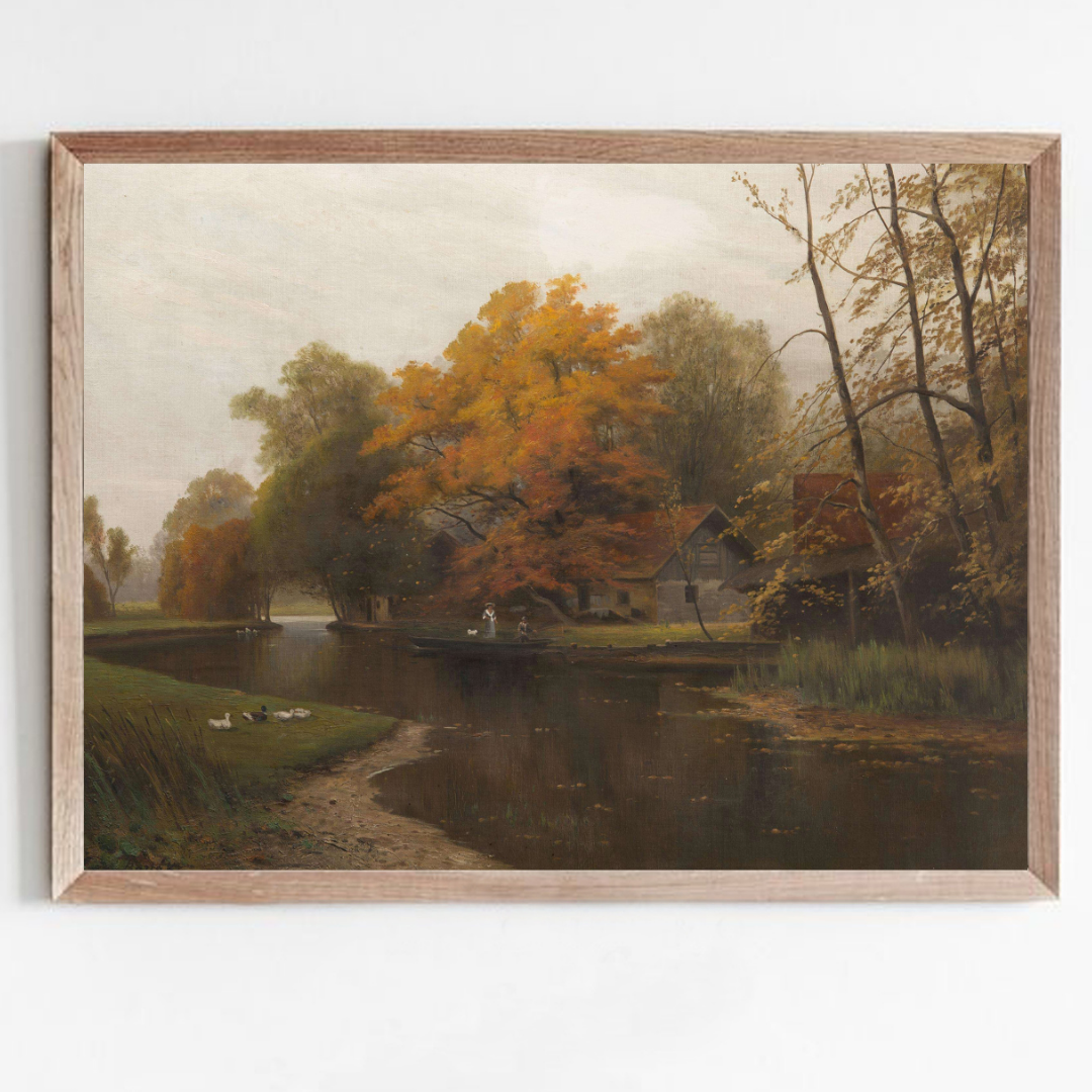 Vintage Fall Landscape Painting | Vintage Autumn Landscape Art