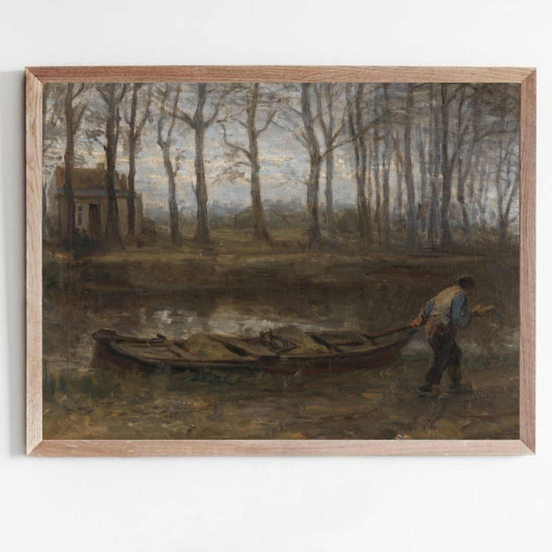 Vintage Landscape Painting | Moody Fall Landscape Art Print