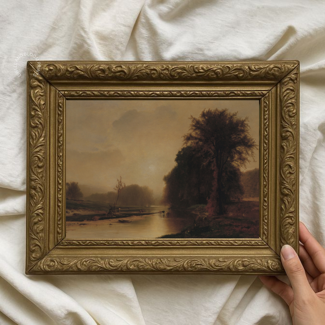 Moody Vintage Fall Landscape Art Print | Autumn Landscape Art