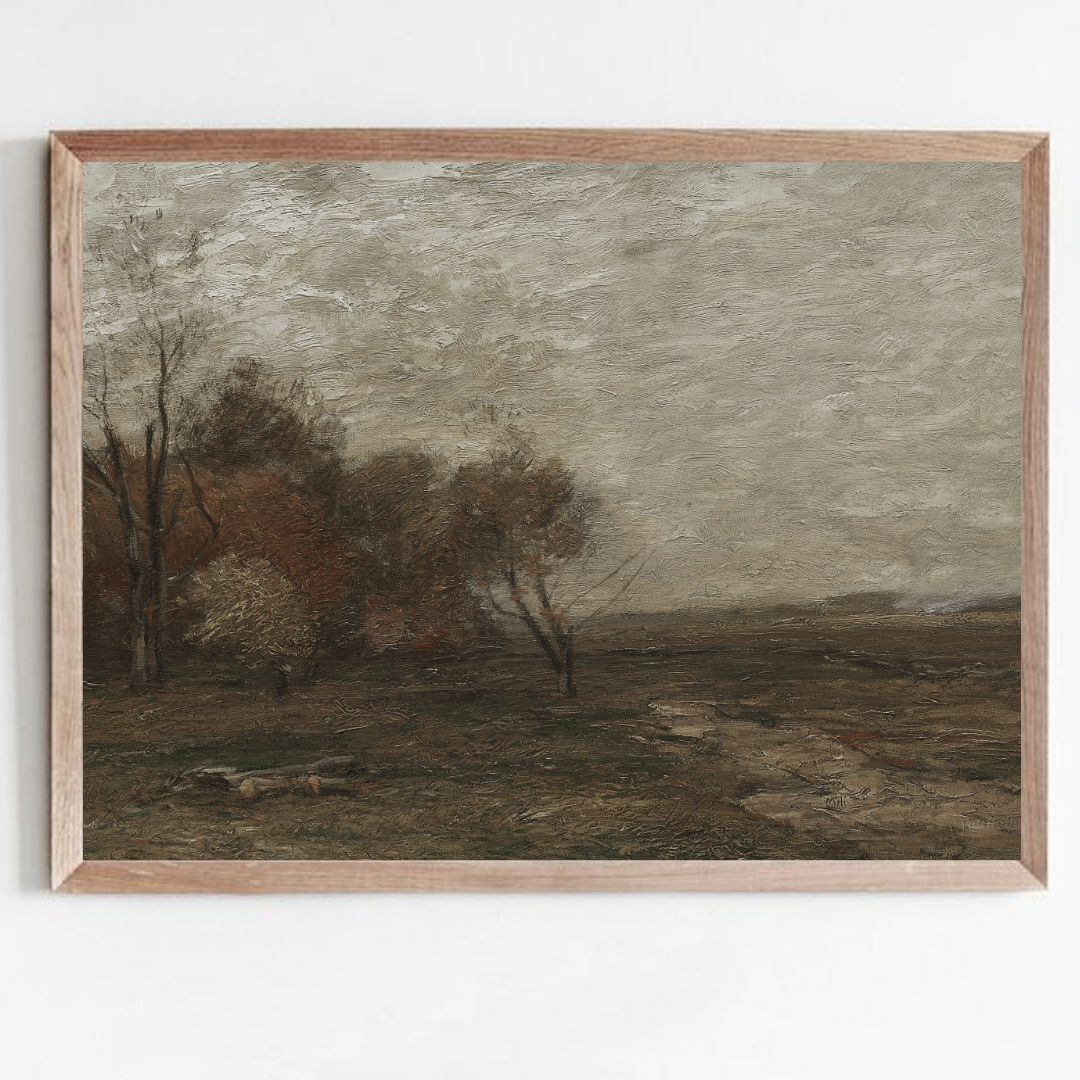Vintage Moody Landscape Art Print | Vintage Autumn Landscape Painting