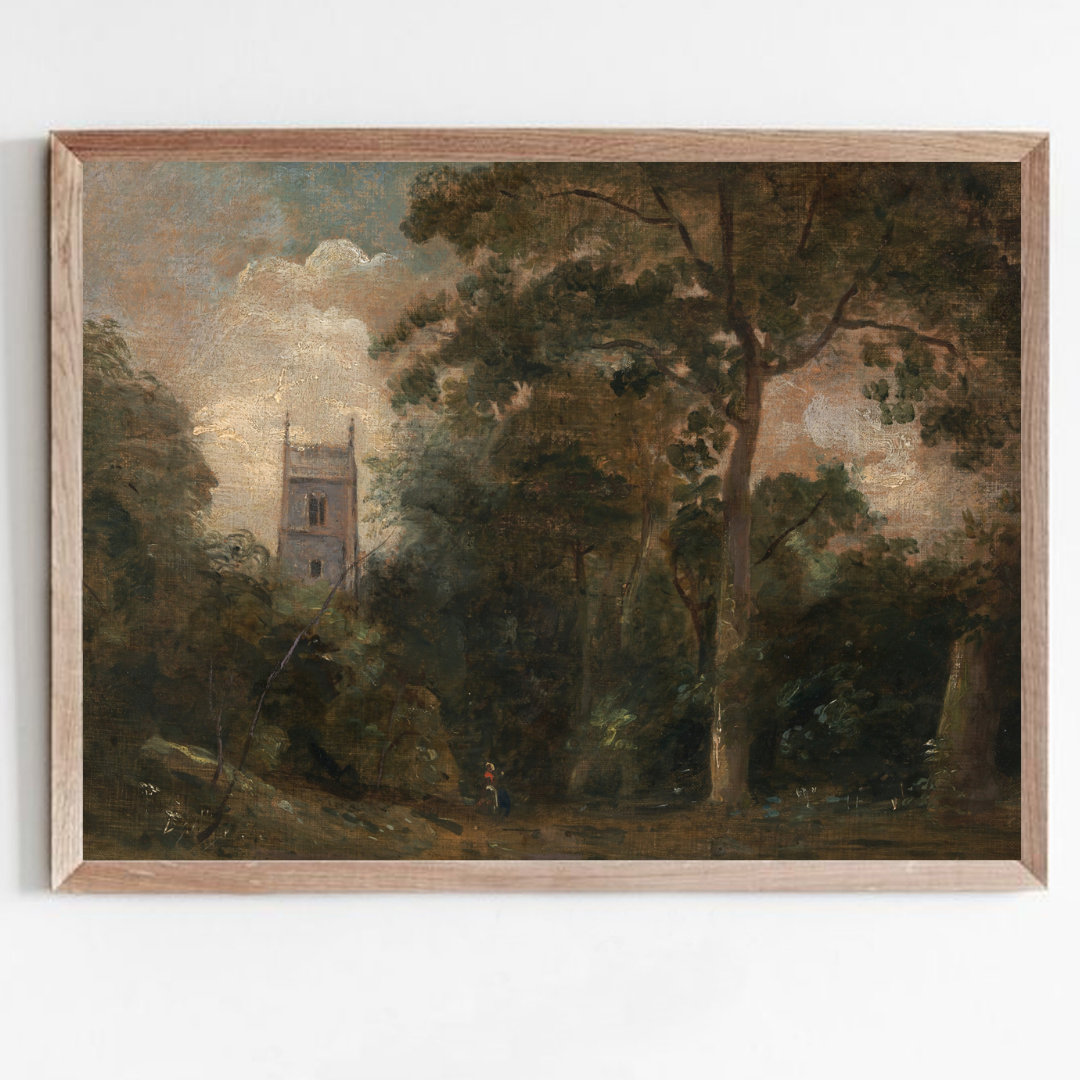 Vintage Castle Landscape Printable Wall Art | Moody Vintage Landscape Painting