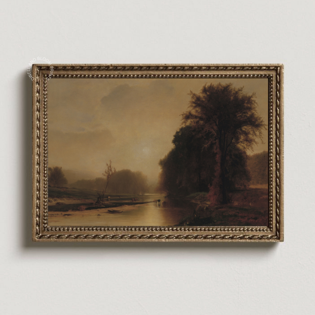Moody Vintage Fall Landscape Art Print | Autumn Landscape Art